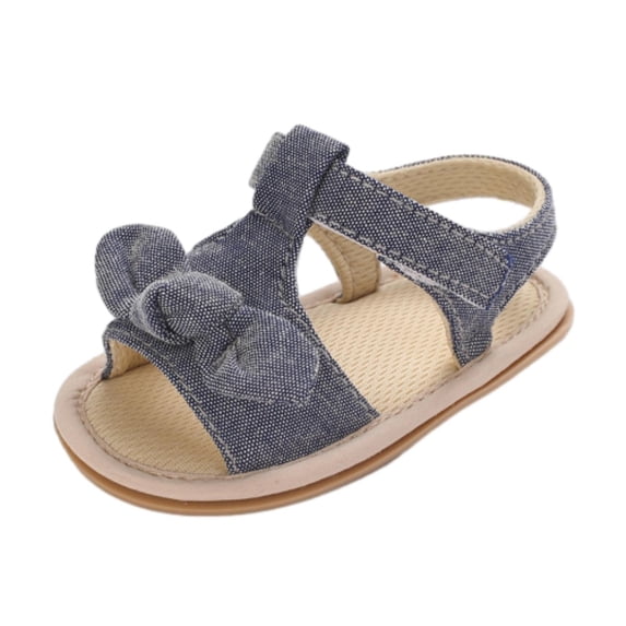 Otqutp Toddler Flat Sole Footwear Baby Girls Sandals Ruffle Bowknot Premium Soft Sole Anti Slip Open Toe Breathable Summer Outdoor Flat Shoes for Summer