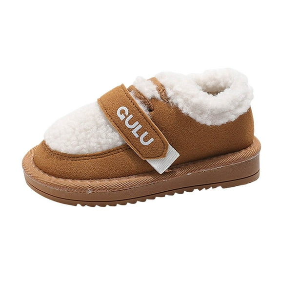 Otqutp Toddler Fuzzy Booties Home Slippers Boys Girls Warm Furry House Shoes Kids Flat Bottom Winter Cozy Outdoor Walking Shoes