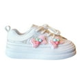 thumbnail image 1 of Otqutp Toddler Girl Shoes Girls Sneakers Bow Flower Decoration Soft Bottom Board Shoes with Lace Up Buckle for Toddler Little/big Kids, 1 of 6