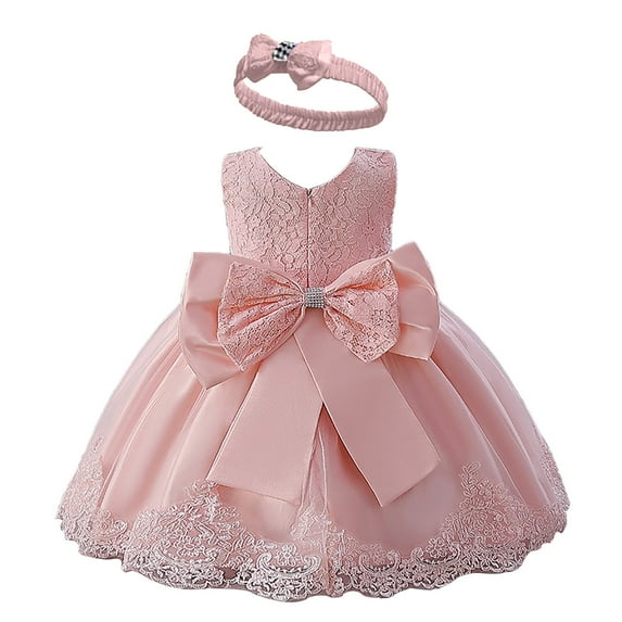 Otqutp Toddler Girl Tulle Tutu Dress Sleeveless Flower Girl Wedding Formal Birthday Outfits Dresses Embroidered Tutu Gown Lace Dresses with Headwear(H,6-12 Months)