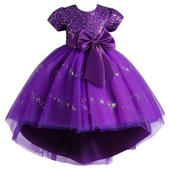 Otqutp Toddler Girls Birthday Sundress Little Kids Girl Dress Summer Sleeveless Bowknot Flower Princess Dress Catwalk Performance Dress