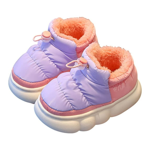 Otqutp Toddler Girls Boys Snow Boots Outdoor Warm Non Slip Indoor Warm Shoes Small Large Children's Winter Non Slip Shoes for Cold Weather Outdoor(Purple,3.5-4 Years)