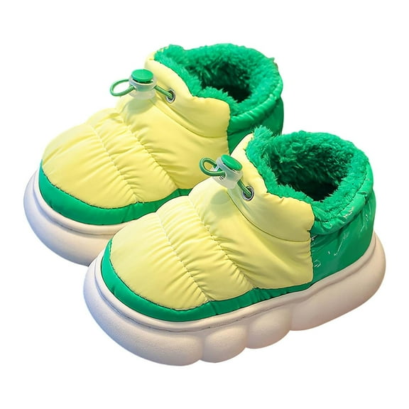 Otqutp Toddler Girls Boys Snow Boots Outdoor Warm Non Slip Indoor Warm Shoes Small Large Children's Winter Non Slip Shoes for Cold Weather Outdoor(Yellow,3.5-4 Years)