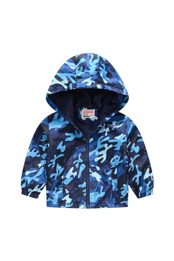 Toddler Girls Boys Spring Fall Windbreaker with Hoods Baby Zipper Hooded Outwear Windproof Jacket Lightweight Coat 1-5 Years(Navy J,12-18 Months)