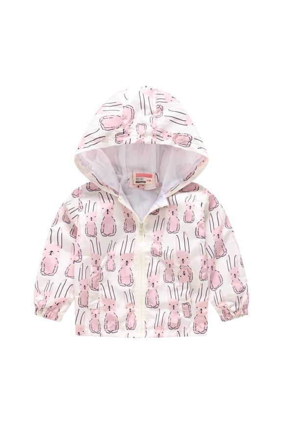 Toddler Girls Boys Spring Fall Windbreaker with Hoods Baby Zipper Hooded Outwear Windproof Jacket Lightweight Coat 1-5 Years(White C,12-18 Months)