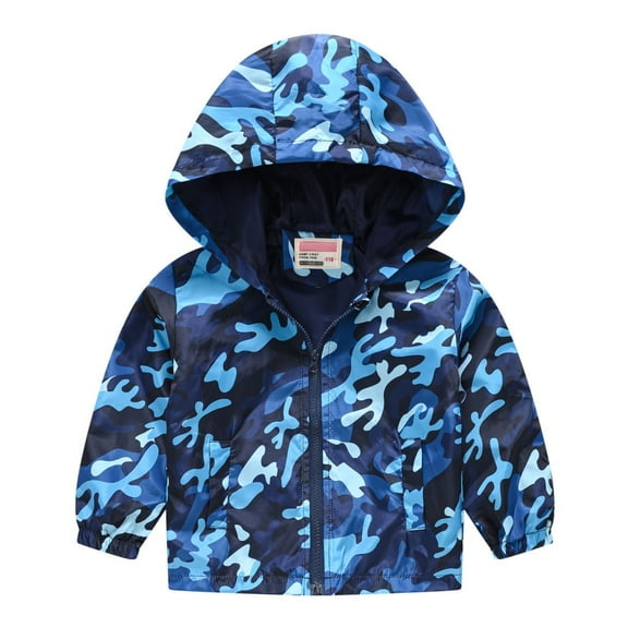 Otqutp Toddler Girls Boys Spring Fall Windbreaker with Hoods Baby Zipper Hooded Outwear Windproof Jacket Lightweight Coat 1-5 Years(Navy J,3-4 Years)