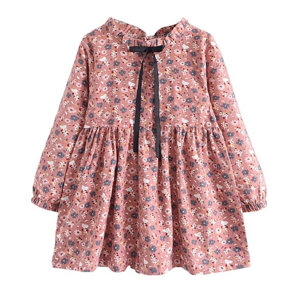 Otqutp Toddler Girls Cotton Dress Floral Dress Girls' Dress Cotton Spring and Autumn Floral Children's Dress Fashion Fall Winter Dress(Pink-A,5 Years)