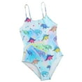 thumbnail image 1 of Otqutp Toddler Girls Dinosaur Swimming One Piece Kids Cute Tie Dye Swimsuit Adjustable Straps Floral Print Rainbow Bathing Suit Modest Beach Swimwear, 1 of 4