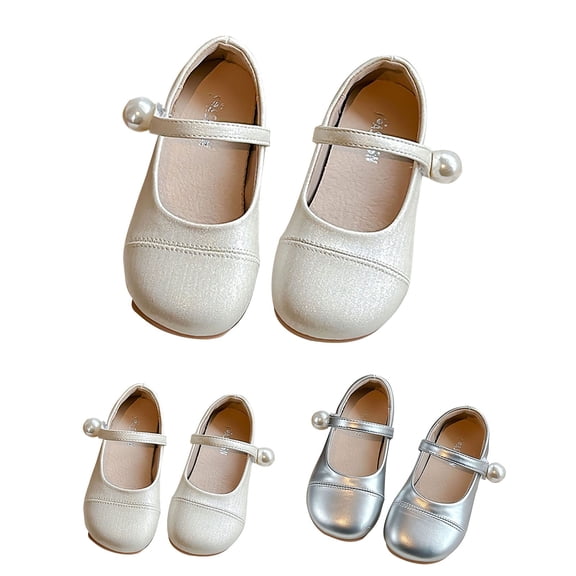 Otqutp Toddler Girls Glitter Dress Shoes Flower Girl Mary Jane Ballet Flats Princess Little Kid Wedding Party Bridesmaid Shoes