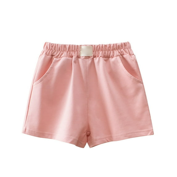 Otqutp Summer Children Kids Boy Girl Linen Casual Shorts Elastic Waist Pants Clothes Linen Drawstring Elastic Waist Casual Shorts(b-Pink,3-4 Years)