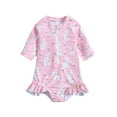 thumbnail image 1 of Otqutp Toddler Girls Long Sleeve Ruffle Swimming Cute Bunny Print One Piece Rash Guard Quick-Dry Swim Cover Up Baby Beach Swimsuit Modest Swimwear, 1 of 6