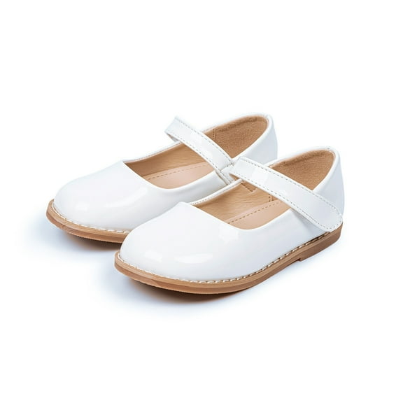 Otqutp Toddler Girls Mary Janes Princess Ballet Flats Little Girls Closed Toe Uniform School Patent Leather Dress Shoes