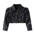thumbnail image 1 of Otqutp Toddler Girls Motorcycle Jackets PU Leather Coat Turn-Down Collar Long Sleeve Crop Tops Outerwear Coats for 2 To 8 Years(Black,2-3 Years), 1 of 3
