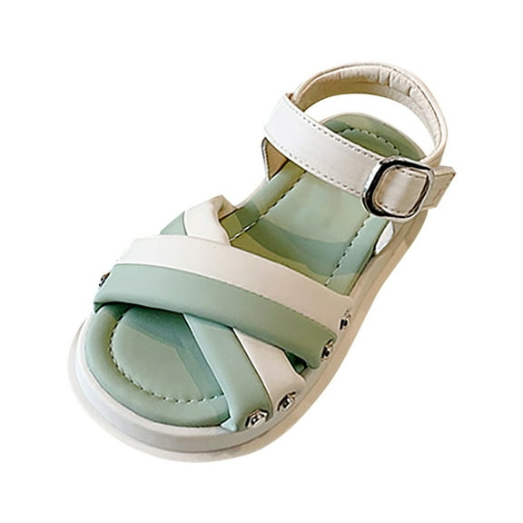 Otqutp Toddler Girls Rubber Sandals Adjusted Strap Buckle Barefoot Flat Wide Shoes Kids Non Slip Open Toe Formal Summer Shoes