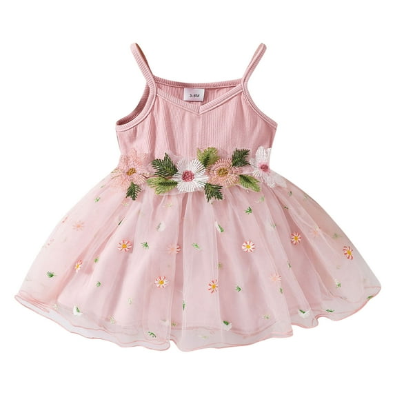 Otqutp Toddler Girls Swing Sundress Little Girls Dress Summer Sleeveless Flower Floral Dress Princess Sundress Casual Dress