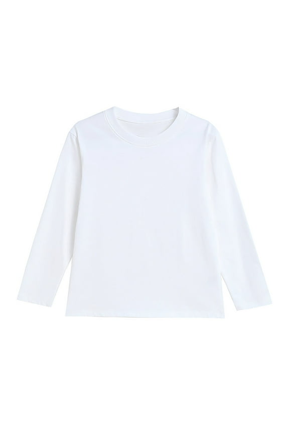 Toddler Holiday Blouse Children's Boys T Shirt Long Sleeve Undershirt Cotton Top Kids Girls' Round Neck Children's Casual Wear (White-A,4-5 Years)