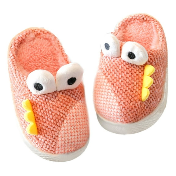 Otqutp Toddler Home Shoes Kids Dinosaur Slippers for Girls Boys Slippers Comfy House Slippers Bedroom Home Slippers Autumn Winter Warm Indoor Shoes(Pink,9-9.5 Years)