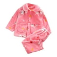 thumbnail image 1 of Otqutp Toddler Kids Baby Boys Girls Strawberry Print Long Sleeve 𝗕𝗮𝘁𝗵𝗿𝗼𝗯𝗲s Hooded Warm Flannel Night 𝐑𝐨𝐛𝐞 Sleepwear Pajamas with Pocket(A-Watermelon Red,18-24 Months), 1 of 9
