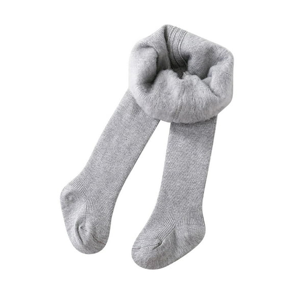 Otqutp Toddler Kids Baby Girls Cotton Thick Lined Warm Full Leggings Pantihose Stretchy Basic Full Length Pants Pantyhose for Winter Stocking(Grey,0-6 Months)