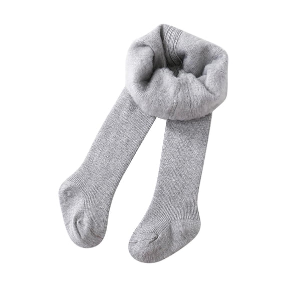 Otqutp Toddler Kids Baby Girls Cotton Thick Lined Warm Full Leggings Pantihose Stretchy Basic Full Length Pants Pantyhose for Winter Stocking(Grey,4-6 Years )