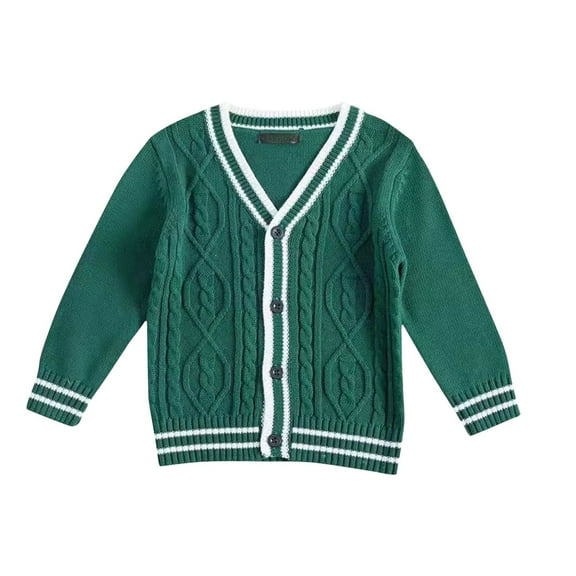 Otqutp Toddler Kids V Neck Cardigan Sweater Boys Girls Ribbed Knit Long Sleeve Button School Uniform Knitwear Outerwear