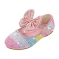 thumbnail image 1 of Otqutp Toddler Lightweight Footwear Baby Girls Shoes Sequin Rhinestone Bow Sandals Dancing Shoes Pearl Bling Shoes Single Kids Shoes, 1 of 7