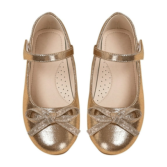 Otqutp Toddler Lightweight Shoes Kids Leather Princess Shoes with Bow Non Slip Children Ballet Girl Student Shoes for 3 to 12 Years