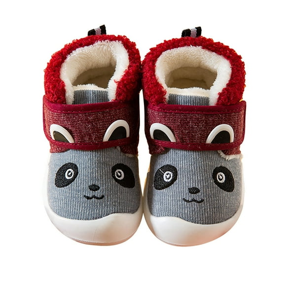 Otqutp Toddler Lightweight Sneakers Baby Girls Boys Sneakers Winter Non Slip Card Panda Cartoon Warm Toddler Soft Bottom Shoes 0-3Years(Gray,2-2.5 Years)