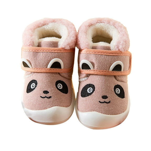 Otqutp Toddler Lightweight Sneakers Baby Girls Boys Sneakers Winter Non Slip Card Panda Cartoon Warm Toddler Soft Bottom Shoes 0-3Years(Pink,12-18 Months)