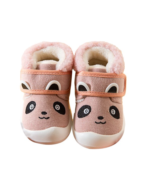 Toddler Lightweight Sneakers Baby Girls Boys Sneakers Winter Non Slip Card Panda Cartoon Warm Toddler Soft Bottom Shoes 0-3Years(Pink,18-24 Months)