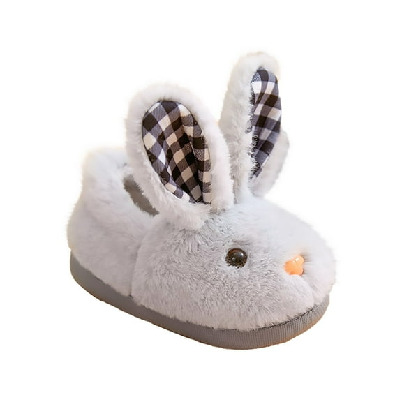 Otqutp Toddler Lightweight Sneakers Cute Autumn and Winter Girls Slippers Flat Bottom Soft Warm and Comfortable Solid Color Cute Bunny Shape Shoes(Gray,2.5-3 Years)