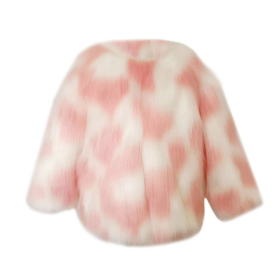 Otqutp Toddler Little Girls Fleece Jacket Fall Winter Kids Prints Cardigans Fuzzy Lightweight Jackets Long Sleeve Warm Coats 1-9 Years(Pink,12-18 Months)