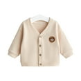 thumbnail image 1 of Otqutp Toddler Long Sleeve Tops Baby Boys and Girls Padded Cardigan Jacket V Neck Button Cartoon Bear Pattern Daily Wear Big Girl Lined, 1 of 3