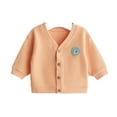 thumbnail image 1 of Otqutp Toddler Long Sleeve Tops Baby Boys and Girls Padded Cardigan Jacket V Neck Button Cartoon Bear Pattern Daily Wear Big Girl Lined, 1 of 3