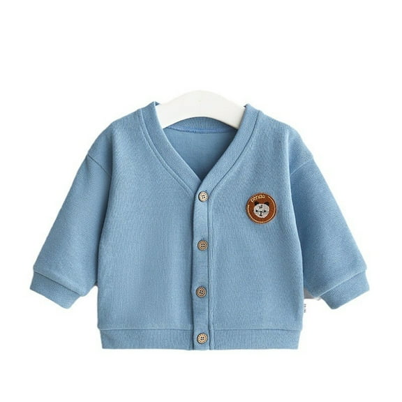Otqutp Toddler Long Sleeve Tops Baby Boys and Girls Padded Cardigan Jacket V Neck Button Cartoon Bear Pattern Daily Wear Big Girl Lined
