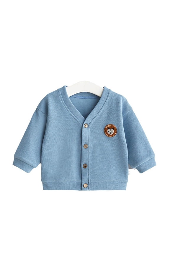 Toddler Long Sleeve Tops Baby Boys and Girls Padded Cardigan Jacket V Neck Button Cartoon Bear Pattern Daily Wear Big Girl Lined