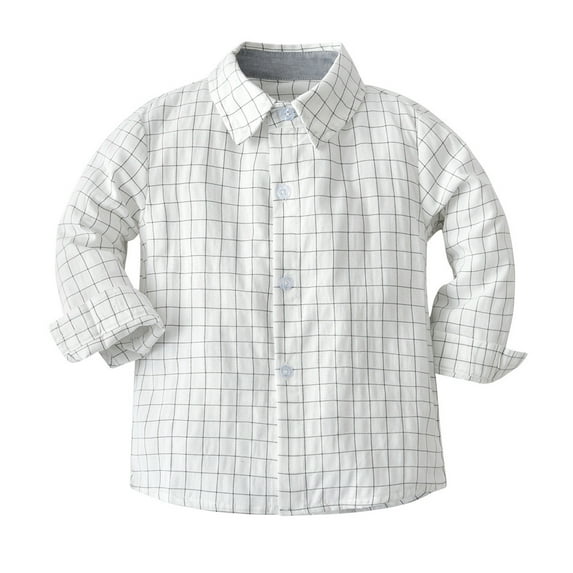 Otqutp Toddler Breathable Tops Boys Long Sleeve Winter Autumn Shirt Tops Coat Outwear for Baby Clothes Plaid White 1-6 Years