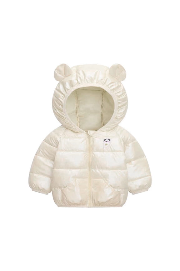 Toddler Loose Tops Boys Girls Winter Windproof Cartoon Panda Prints Bear Ears Hooded Coat Jacket Kids Warm Outerwear