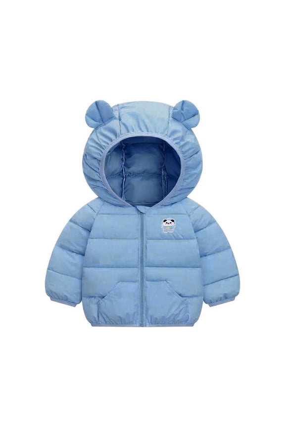 Toddler Loose Tops Boys Girls Winter Windproof Cartoon Panda Prints Bear Ears Hooded Coat Jacket Kids Warm Outerwear