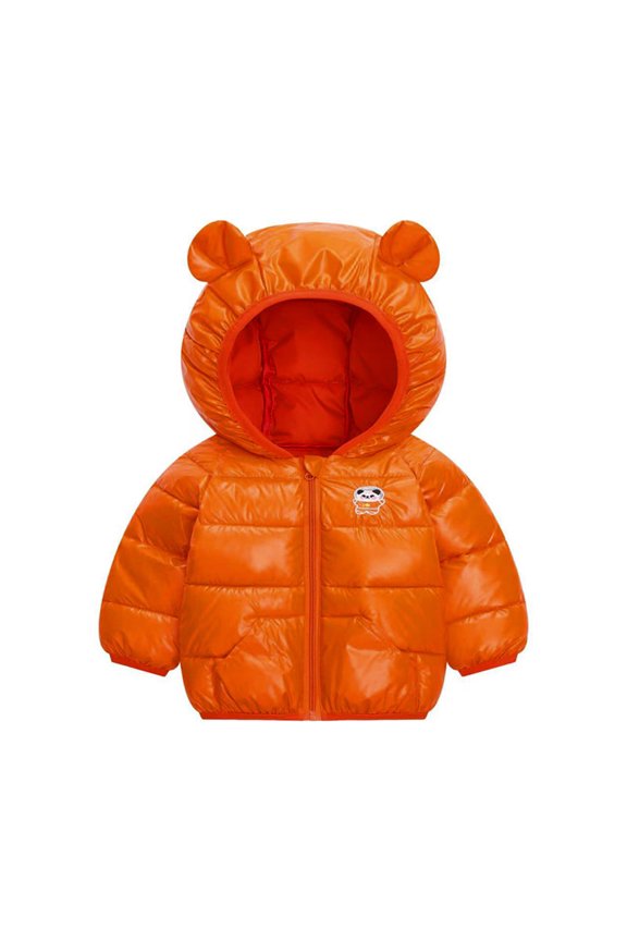 Toddler Loose Tops Boys Girls Winter Windproof Cartoon Panda Prints Bear Ears Hooded Coat Jacket Kids Warm Outerwear