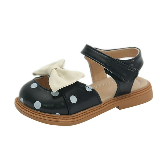 Otqutp Toddler Non-Slip Footwear Toddler Girls Sandals Polka Dot Decorated Closed Toe Open Toe Heel Sandals Bow Princess Shoes Beach Sandals