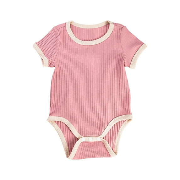 Otqutp Toddler Outdoor Bodysuit Baby Girls Romper Short Sleeve Round Neck Solid Color Outside Bodysuit Romper Jumpsuit Clothes