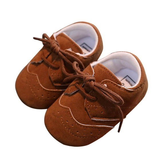Otqutp Toddler Outdoor Shoes Spring and Summer Boys and Girls Baby Cute Soft Bottom Light Breathable and Comfortable Lace Up School Shoes(Brown,9-12 Months)