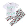 thumbnail image 1 of Otqutp Toddler Outfits Set for Party Boys Easter Cartoon Short Sleeve Rabbit Prints Tops Pants 2PCS Outfits Clothes Set for 0 to 24 Months, 1 of 8