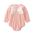 thumbnail image 1 of Otqutp Toddler Party Jumpsuit Baby Girls Romper Long Sleeved Bow Solid Color Harness Outside Bodysuit Romper Summer Jumpsuit, 1 of 9