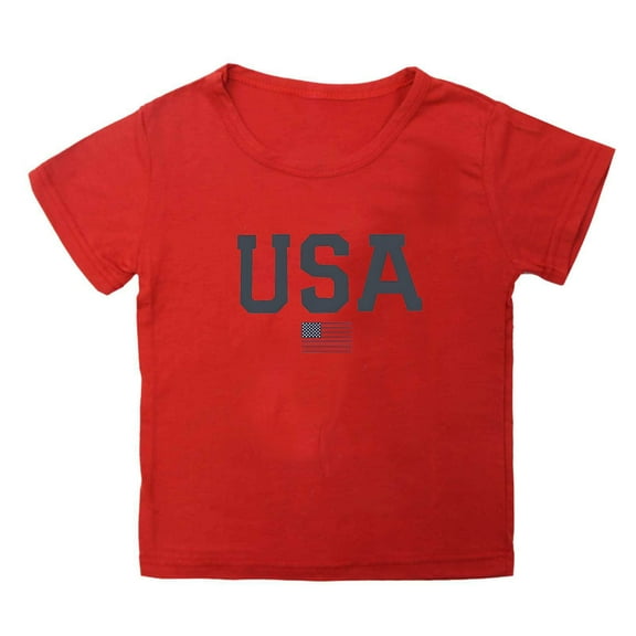 Otqutp Toddler Patchwork Blouse American Flag Print Short Sleeved T Shirt CuHK Kids Casual Loose Pullover T Shirts for Boys and Girls 2 to 14 Years