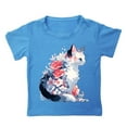thumbnail image 1 of Otqutp Toddler Patchwork Blouse Girls Summer Loose Casual Trendy Cute Cat Printed Short Sleeve T Shirt Top Clothes for Party School Birthday, 1 of 3