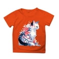 thumbnail image 1 of Otqutp Toddler Patchwork Blouse Girls Summer Loose Casual Trendy Cute Cat Printed Short Sleeve T Shirt Top Clothes for Party School Birthday, 1 of 3