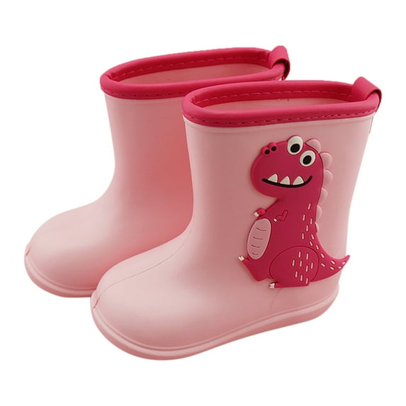 Otqutp Toddler Rain Boots Boys Girls Dinosaur Cartoon Rain Boots Kids Short Rainboots Easy-on Lightweight Waterproof
