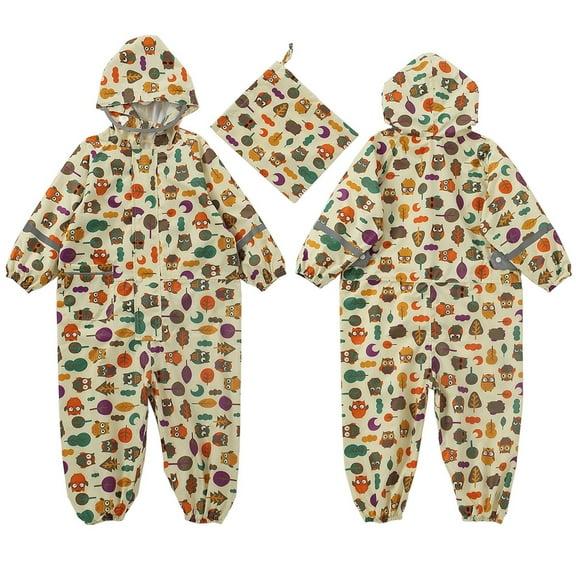Otqutp Toddler Rain Suit,Children's Raincoat Fashion Cute Three Raincoat with Visor Reflective Baby Poncho Unisex Baby Rain Coat Coverall(D,1-3 Years )